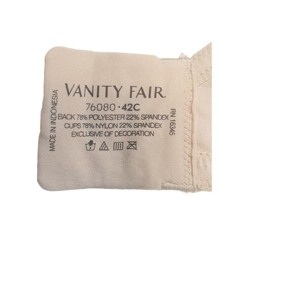 Vanity Fair Beige Full Figure Smoothing Wireless Padded Bra Size 44D - Picture 3 of 6
